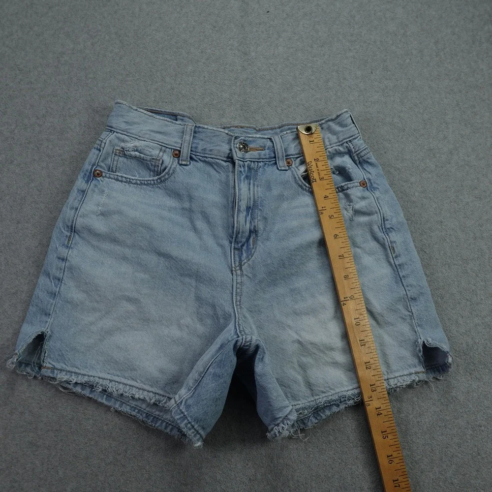 American Eagle Shorts Womens 0 Blue Highest‎ Rise Baggy Distressed Denim